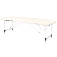 Stół, składane łóżko do masażu Komfort - 2 segmentowe - kolor kremowy - aluminium
