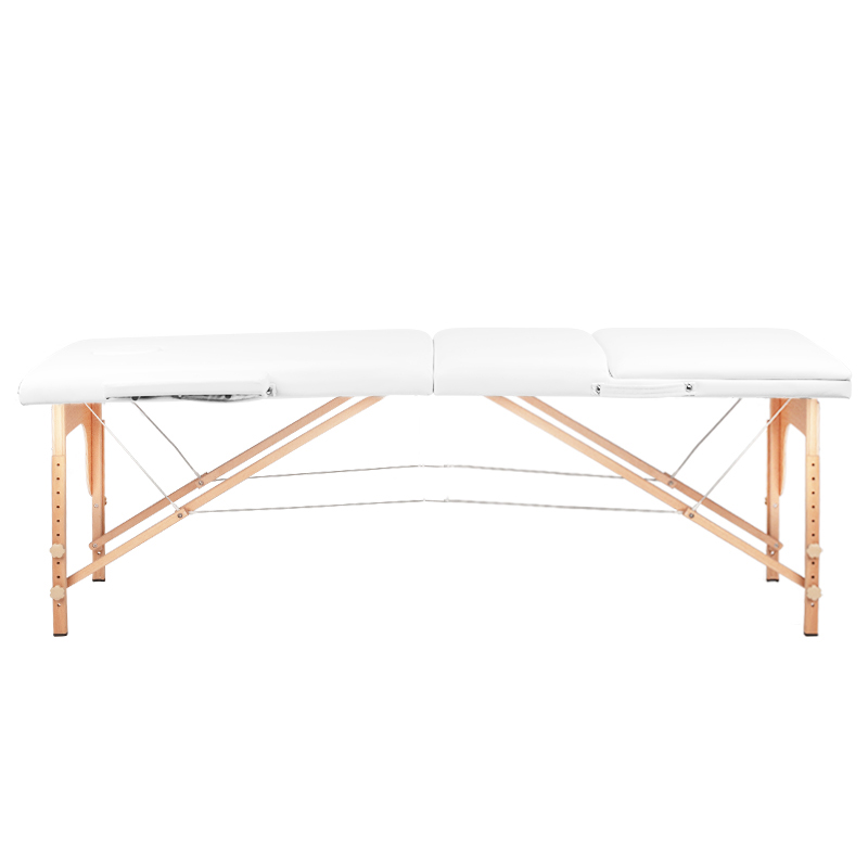 Stół, składane łóżko do masażu - składane - Wood Komfort - 3 segmentowe - kolor biały