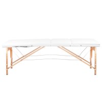 Stół, składane łóżko do masażu - składane - Wood Komfort - 3 segmentowe - kolor biały