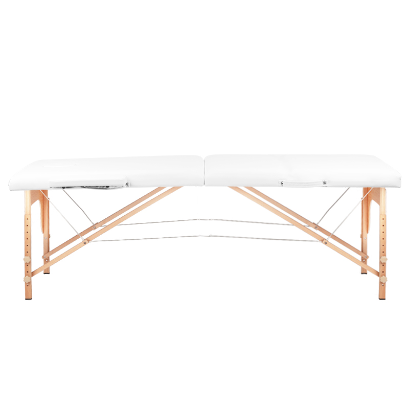 Stół, składane łóżko do masażu Wood Komfort - 2 segmentowe - kolor biały