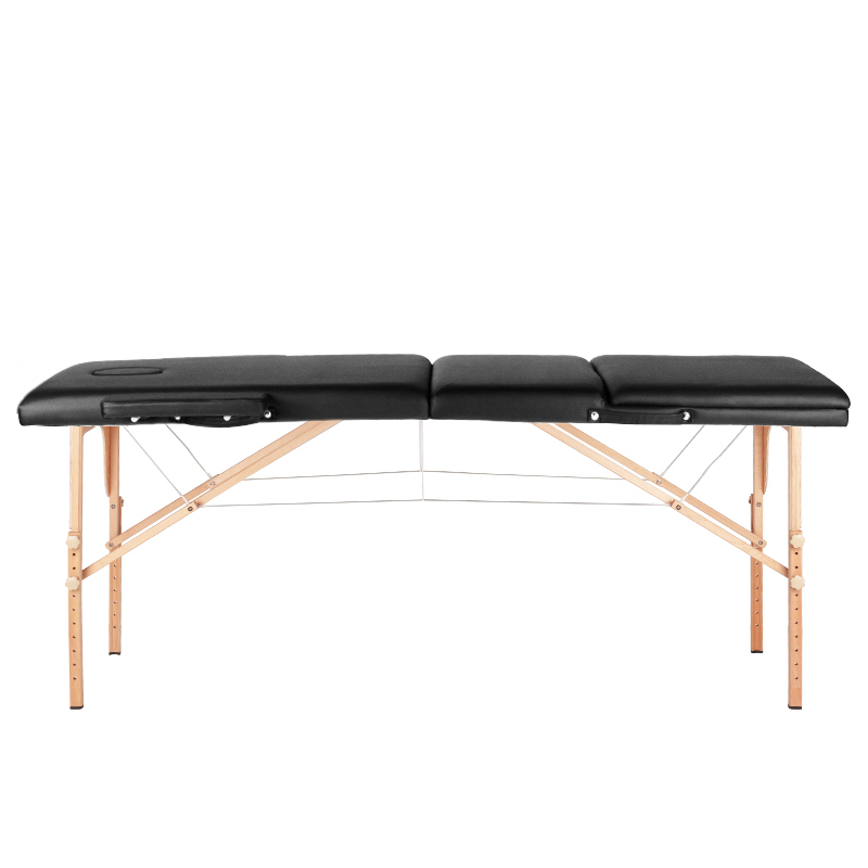 Stół, składane łóżko do masażu Wood Komfort - 3 segmentowe - kolor czarny