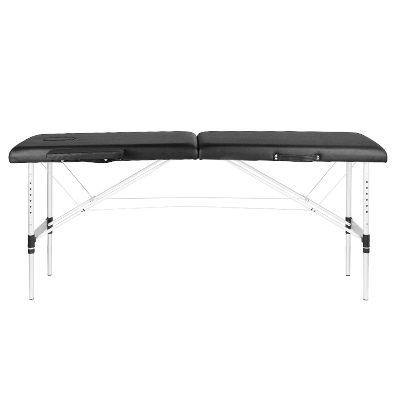 Stół, składane łóżko do masażu Komfort - 2 segmentowe - kolor czarny - aluminium