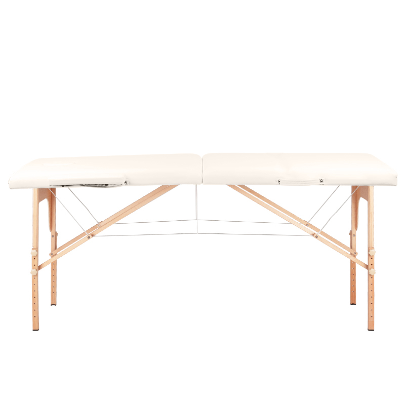 Stół, składane łóżko do masażu Wood Komfort - 2 segmentowe - kolor kremowy