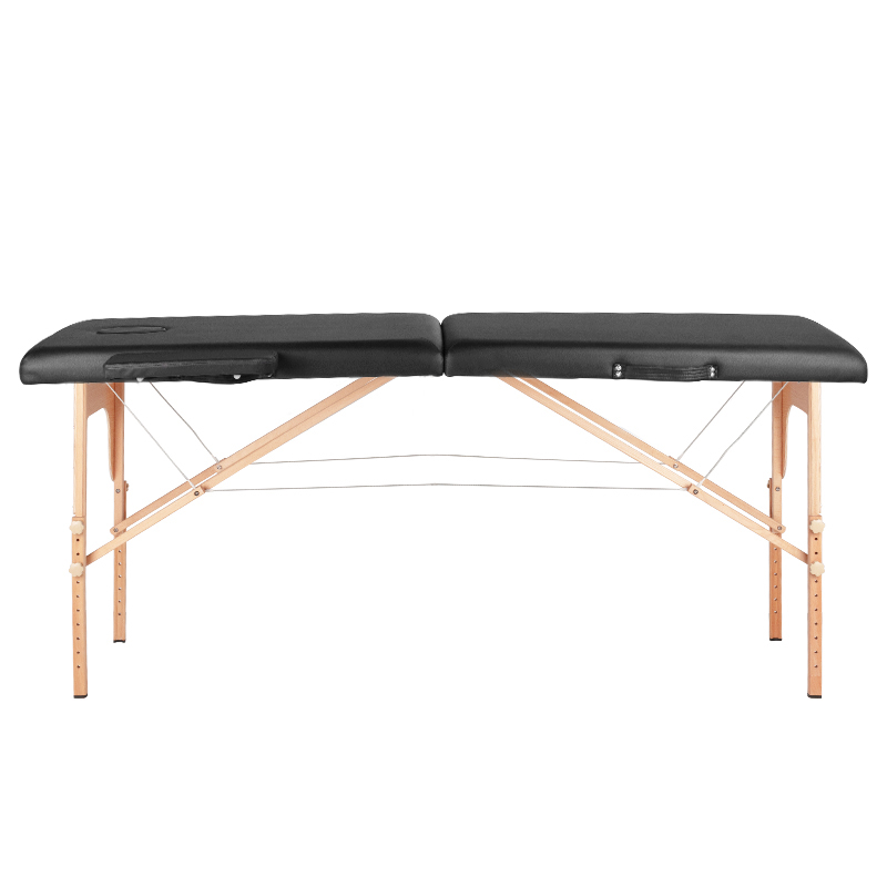 Stół, składane łóżko do masażu Wood Komfort - 2 segmentowe - kolor czarny